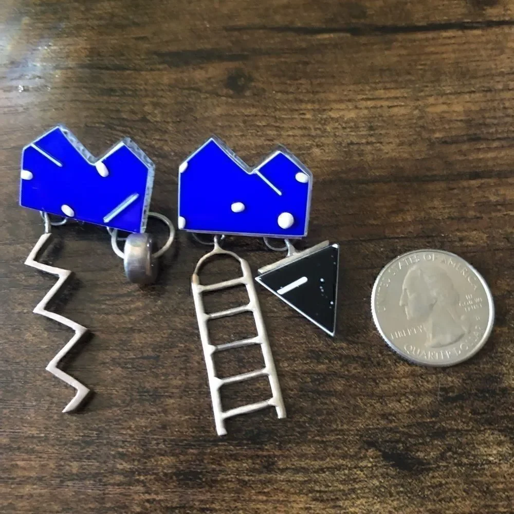 80’s  Sterling 925 Building Elements Earrings